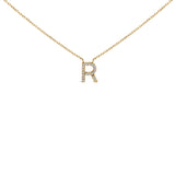 10K White Gold Diamond Accent "A" Block Initial Pendant Necklace