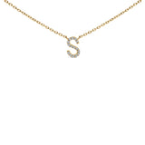 10K White Gold Diamond Accent "A" Block Initial Pendant Necklace