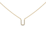10K White Gold Diamond Accent "A" Block Initial Pendant Necklace