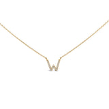 10K White Gold Diamond Accent "A" Block Initial Pendant Necklace