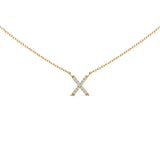 10K White Gold Diamond Accent "A" Block Initial Pendant Necklace