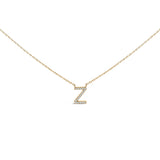 10K White Gold Diamond Accent "A" Block Initial Pendant Necklace