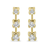 14K Yellow Gold 1/2 Cttw Round Diamond 3 Stone Graduated Linear Drop Past, Present and Future Stud Earrings (H-I Color, SI1-SI2 Clarity)