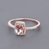 0.82 Carat Genuine Morganite and White Diamond 14K Rose Gold Ring