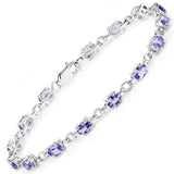 3.12 Carat Genuine Tanzanite .925 Sterling Silver Bracelet