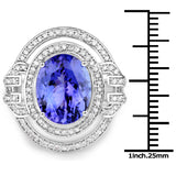 14K White Gold 6.83 Carat Genuine Tanzanite and White Diamond Ring