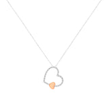 10KT Two Tone Gold 1/6 cttw Diamond Floating Heart Pendant Necklace (K-L, I1-I2)