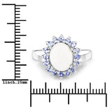 2.26 Carat Genuine Opal and Tanzanite .925 Sterling Silver Ring