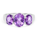 3.20 Carat Genuine Amethyst .925 Sterling Silver Ring