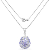 2.64 Carat Genuine Tanzanite and White Topaz .925 Sterling Silver Pendant