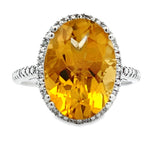 5.17ct Citrine Diamond Ring 14KT White Gold