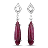23.25 Carat Dyed Ruby and White Topaz .925 Sterling Silver Earrings
