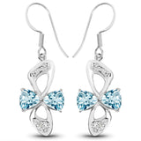 5.06 Carat Genuine Blue Topaz and White Topaz .925 Sterling Silver Earrings