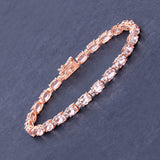 8.95 Carat Genuine Morganite and White Diamond 14K Rose Gold Bracelet