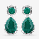 26.00 Carat Dyed Emerald .925 Sterling Silver Earrings