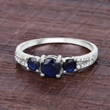 1.08 Carat Genuine Blue Sapphire and White Diamond 14K White Gold Ring