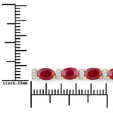 11.67 Carat Genuine Ruby and White Diamond 14K Yellow Gold Bracelet
