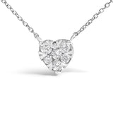 14K White Gold 1/4 Cttw Diamond Composite Heart Pendant Necklace - 18" Inches