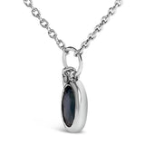 10K White Gold Oval Blue Sapphire and Diamond Double Charm Pendant Necklace - 18" Inches