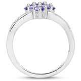 1.71 Carat Genuine Tanzanite and White Topaz .925 Sterling Silver Ring