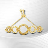 10K Yellow Gold over .925 Sterling Silver Diamond Accented Graduated Infinity Open Circle 6â€-9â€ Adjustable Bolo Bracelet