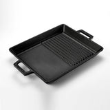 Lava Cast Iron Hybrid Grill Pan - 10x12 Inch Rectangular Enameled Pan for Indoor Stovetop Oven Use, Grill and Fry Simultaneously