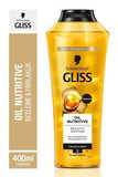 Gliss Oil Nutritive Nourishing Shampoo for Dry and Damaged Hair - 13.53 fl oz, Silikon-Free with Omega 9 and Marula Oil