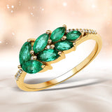0.68 Carat Genuine Zambian Emerald and White Diamond 14K Yellow Gold Ring