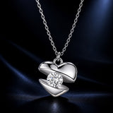 925 Sterling Silver White Gold Plated 40cm+5cm Length CZ Necklace for Women