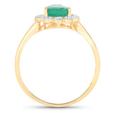 1.22 Carat Genuine Zambian Emerald and White Diamond 14K Yellow Gold Ring