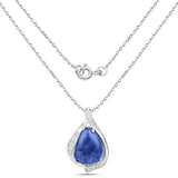 2.39 Carat Genuine Blue Aventurine and White Topaz .925 Sterling Silver Pendant