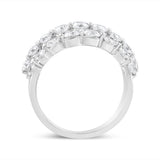 10K White Gold 2 1/2 Cttw Round Natural Diamond 3 Row Band Ring (I-J Color, I1-I2 Clarity) - Ring Size 7