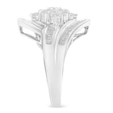 10K White Gold Diamond Bypass Cluster Ring (1 Cttw, I-J Color, I2-I3 Clarity) - Size 7