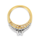 14K Yellow and White Gold 1 1/2 Cttw Round and Princess-Cut Diamond Band Ring (H-I Color, SI2-I Clarity)