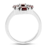 2.02 Carat Genuine Garnet & White Topaz .925 Sterling Silver Ring