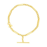 14k Yellow Gold 7 1/5 inch Alternating Oval and Round Chain Bracelet with Toggle