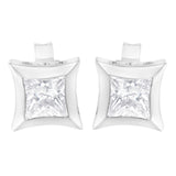 10K White Gold 1/2 Cttw Invisible Set Princess-Cut Diamond Stud Earrings (H-I Color, SI2-I1 Clarity)