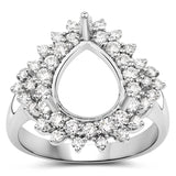 0.89 Carat Genuine White Diamond 14K White Gold Semi Mount Ring - holds 11x9mm Pear Gemstone