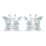 18K White Gold Plated 1.12 Carat Genuine Blue Topaz .925 Sterling Silver Earrings