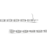 14K White Gold 2.0 Cttw Princess Cut Invisible Set Diamond Rectangular Link Bracelet (I-J Color, I1-I2 Clarity) - 7.25"