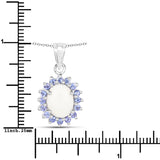 2.26 Carat Genuine Opal and Tanzanite .925 Sterling Silver Pendant