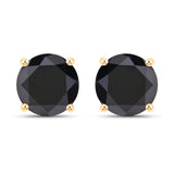 3.48 Carat Genuine Black Diamond 14K Yellow Gold Earrings
