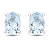 1.20 Carat Genuine Aquamarine .925 Sterling Silver Earrings