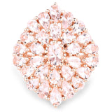 18K Rose Gold Plated 4.55 Carat Genuine Morganite .925 Sterling Silver Ring