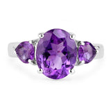 4.06 Carat Genuine Amethyst .925 Sterling Silver Ring
