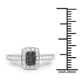 0.35 Carat Genuine Black Diamond and White Diamond .925 Sterling Silver Ring