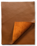 Cognac Brown Natural Grain Deer-Tanned Cowhide –  Full Aniline Finish, 1.1–1.3 mm (3 oz), Pre-Cut Leather Sheets (8.5" × 11")