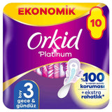 Orkid Platinum Night Sanitary Pads with Wings 10 Count