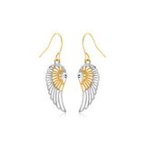 Two-Tone Wing Drop Earrings in 10K Gold
