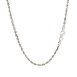 2.5mm 14k White Gold Solid Diamond Cut Rope Chain